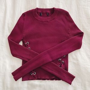 maroon cropped long sleeve